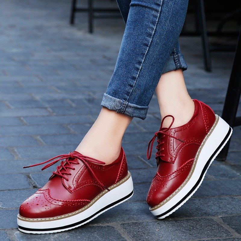 Walking Shoes Women Anti-odor Wedge Oxford Shoes Leather Casual Spring ...
