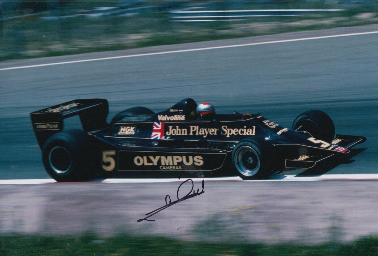 MARIO ANDRETTI HAND SIGNED 12X8 Photo Poster painting JOHN PLAYER SPECIAL LOTUS F1 AUTOGRAPH 6