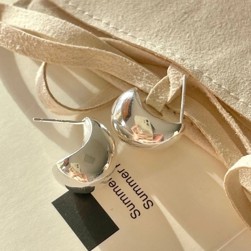 1 Pair Minimalist Solid Color Sterling Silver Ear Studs