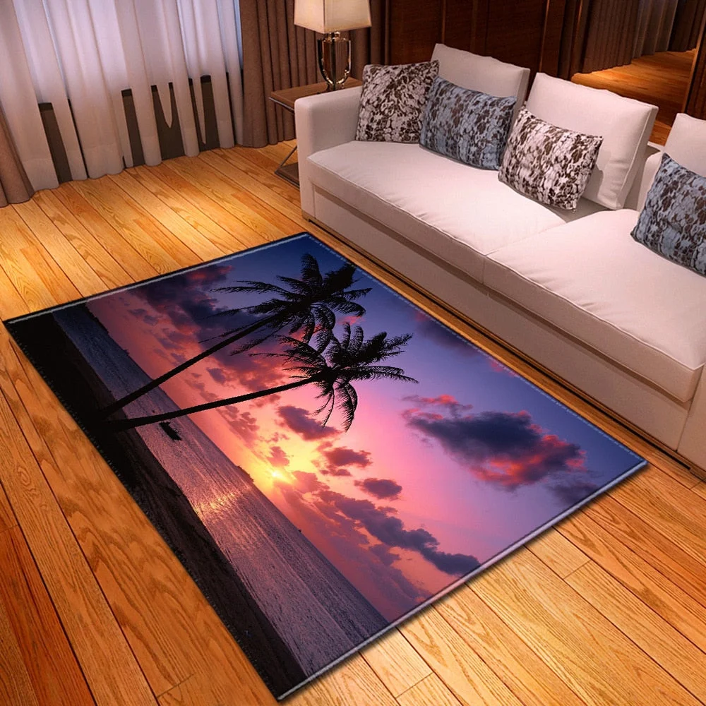 Living Room Sofa Carpet Home Bedroom Children's Decor Floor Rugs Seaside Pattern Coffee Table Hallway Balcony Kids Bedside Mat