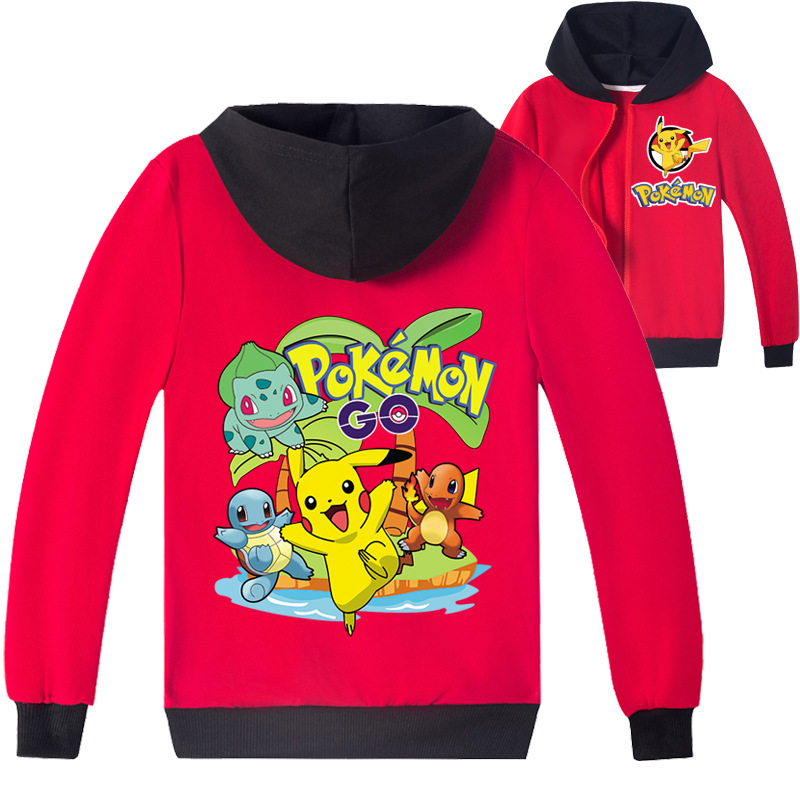 Mayoulove Pikachu Pattern Zipper Jacket | Cute and Comfortable Jacket for Kids | Perfect for Fans of Pikachu | Boys and Girls Aged 3-10 Years Old-Mayoulove
