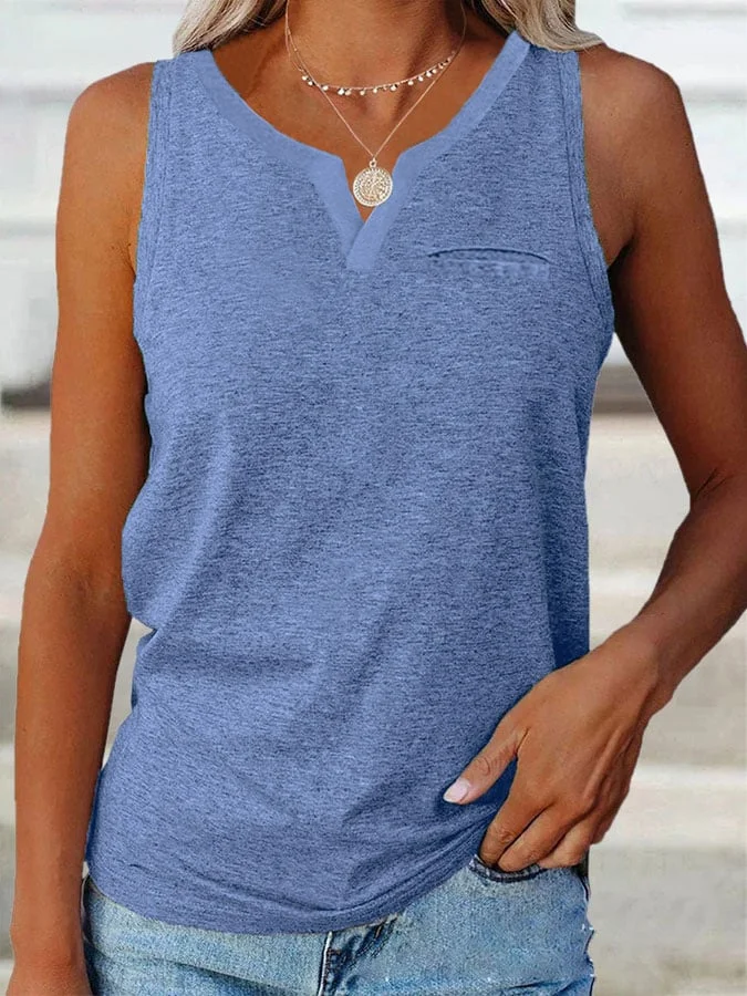 Women's solid color casual V-neck top
