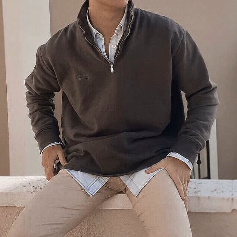 Men's Vintage Polos Collar Half Zip Sweatshirt