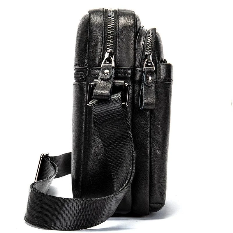 Men's Shoulder Bag Business Casual Leather Solid Color Crossbody Bag
