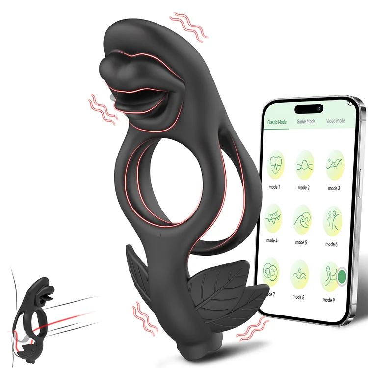 App Remote Control 9 Frequency Double Motor Vibrating Clit Stimulator & Penis Rings For Couples