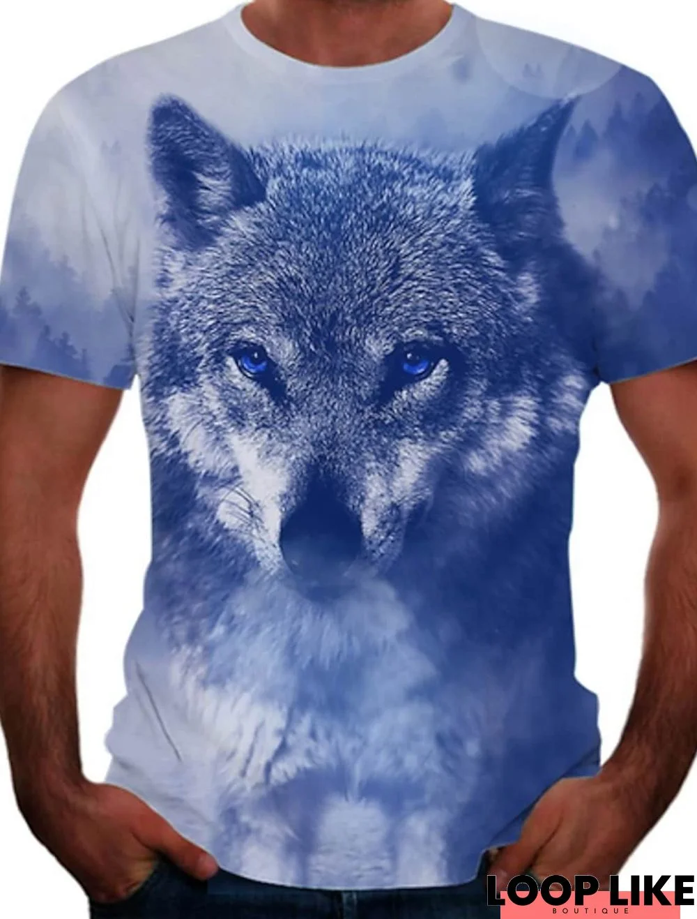 Men's Tee T Shirt 3D Print Graphic Wolf Animal Plus Size Print Short Sleeve Street Tops
