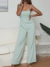 Solid Color Spaghetti-neck Jumpsuits