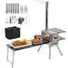 [US Local Warehouse] Camping Stove Wood Burning Tent Stove Portable Pellet Stoves with Chimney Pipe