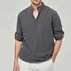 Gioiacombo&trade; Camicia Henley a maniche lunghe in cotone tinta unita da uomo