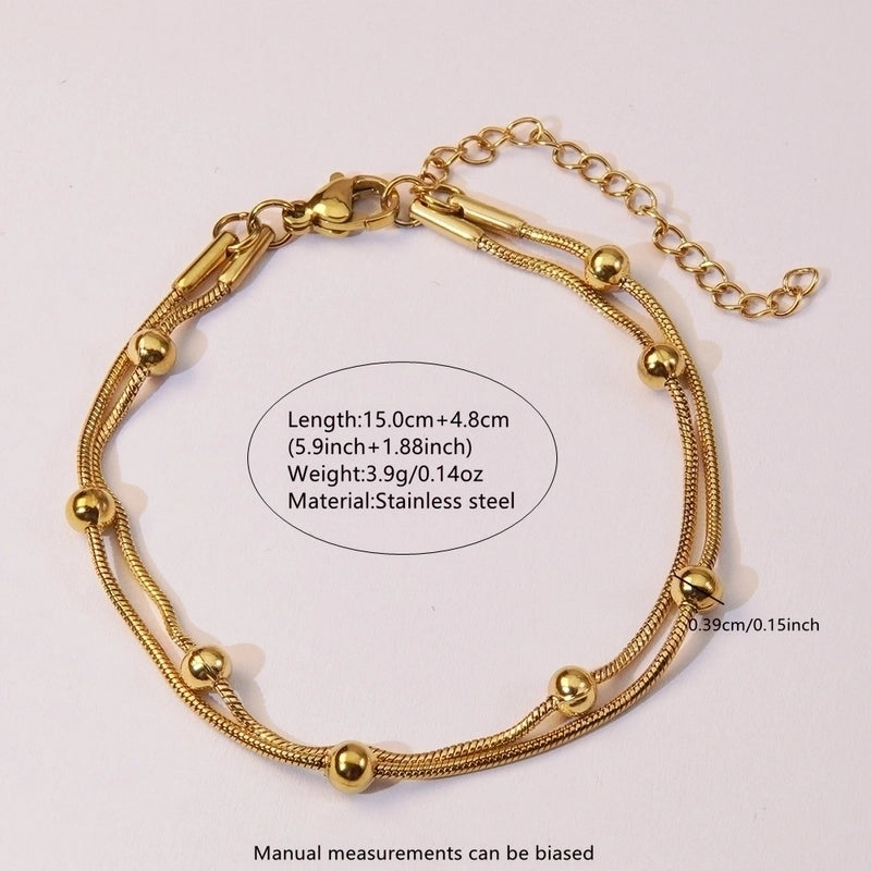 Sweet Minimalist Paper Clip Flower 304 Stainless Steel 18K Gold Plated Paperclip Chain Figaro Chain Bracelets In Bulk