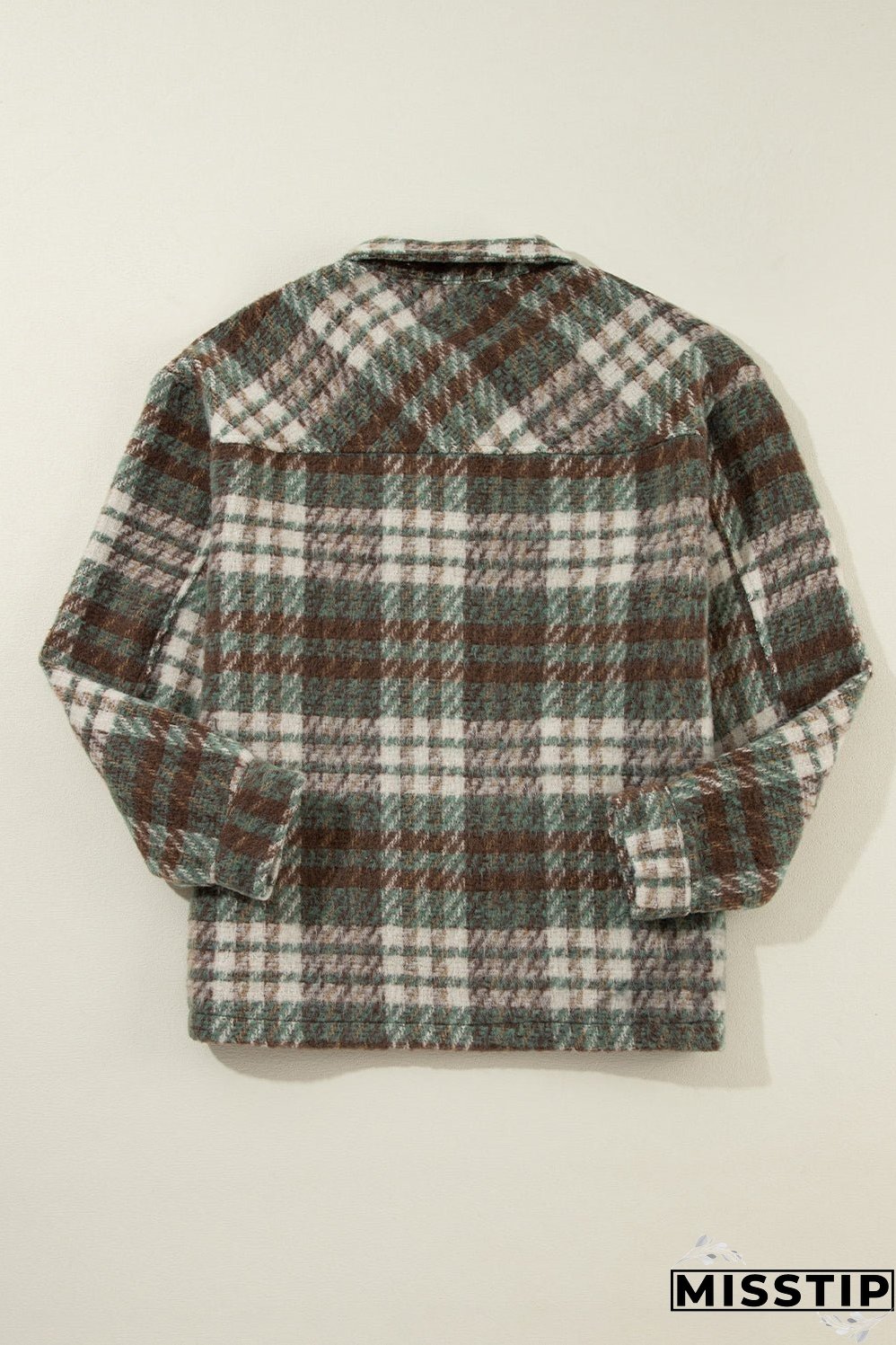Plus Size Soft Plaid Button Down Jacket