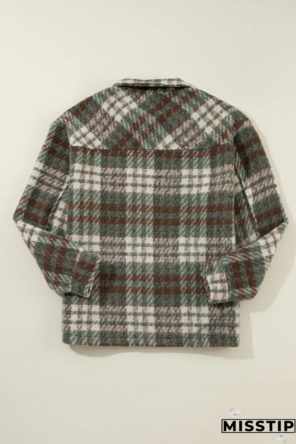 Plus Size Soft Plaid Button Down Jacket
