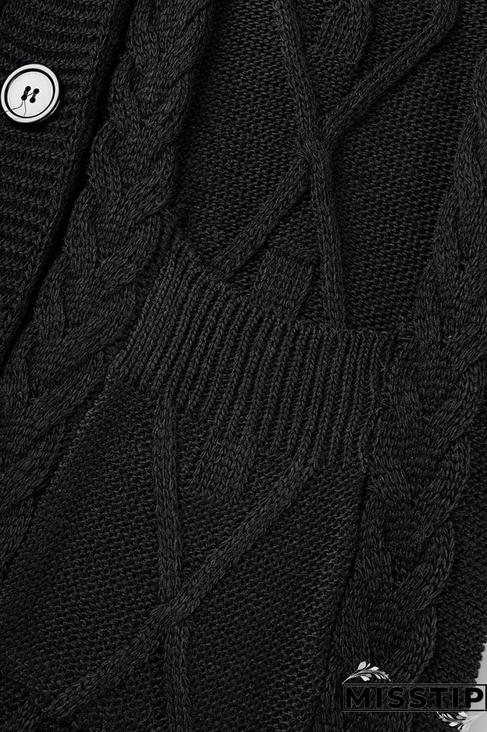 Black Casual Solid Patchwork Cardigan Collar Outerwear