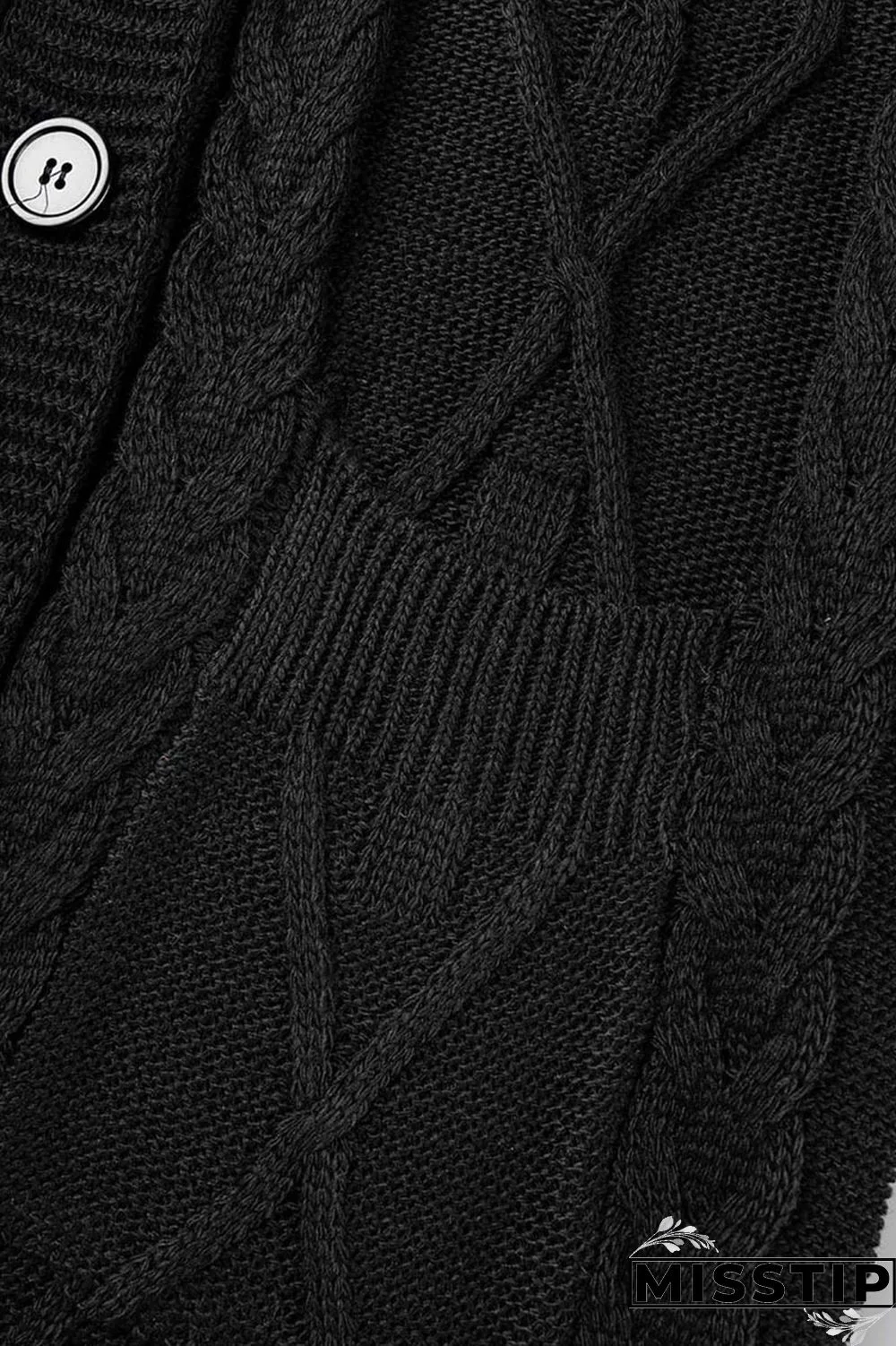 Black Casual Solid Patchwork Cardigan Collar Outerwear