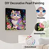 (25x25cm)DIY Pearl Painting Cat Framed Handmade Pearl Material Art Kit Living Room Decor