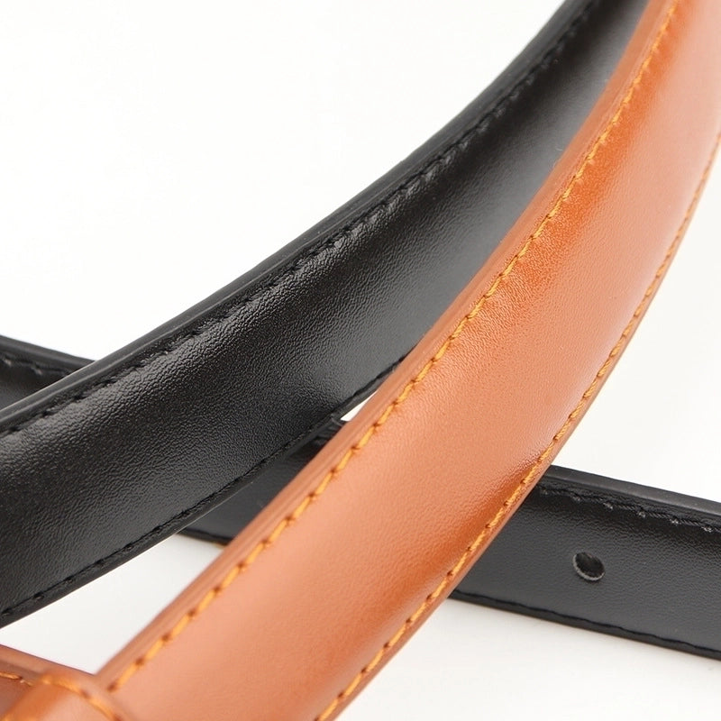 Minimalist Solid Color Pu Leather Alloy Women’s Leather Belts 1 Piece