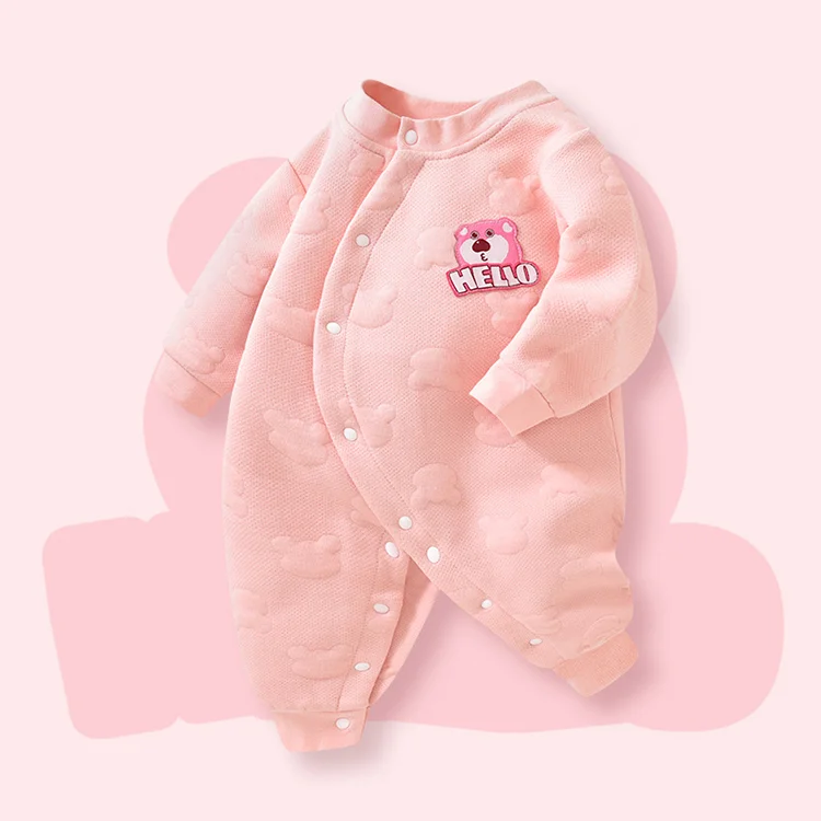 New Born Baby Onepiece Organic Cotton Pink Sleepsuit