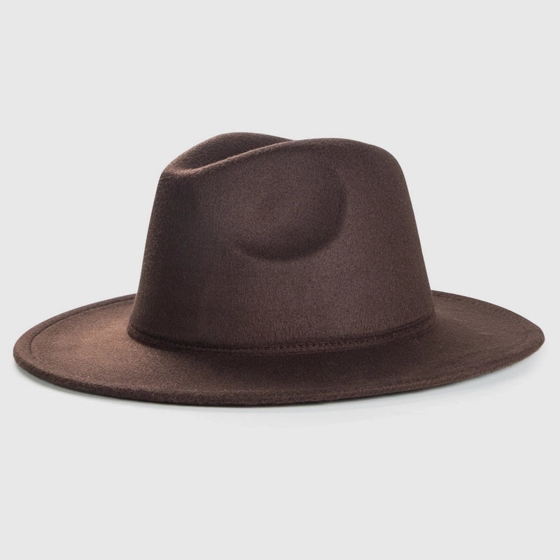 Exclusive For Cross-border British Retro Woolen Hat Men ‘s And Women ‘s Hats Light Board Felt Cap Simple Big Brim Fedora Hat Tide