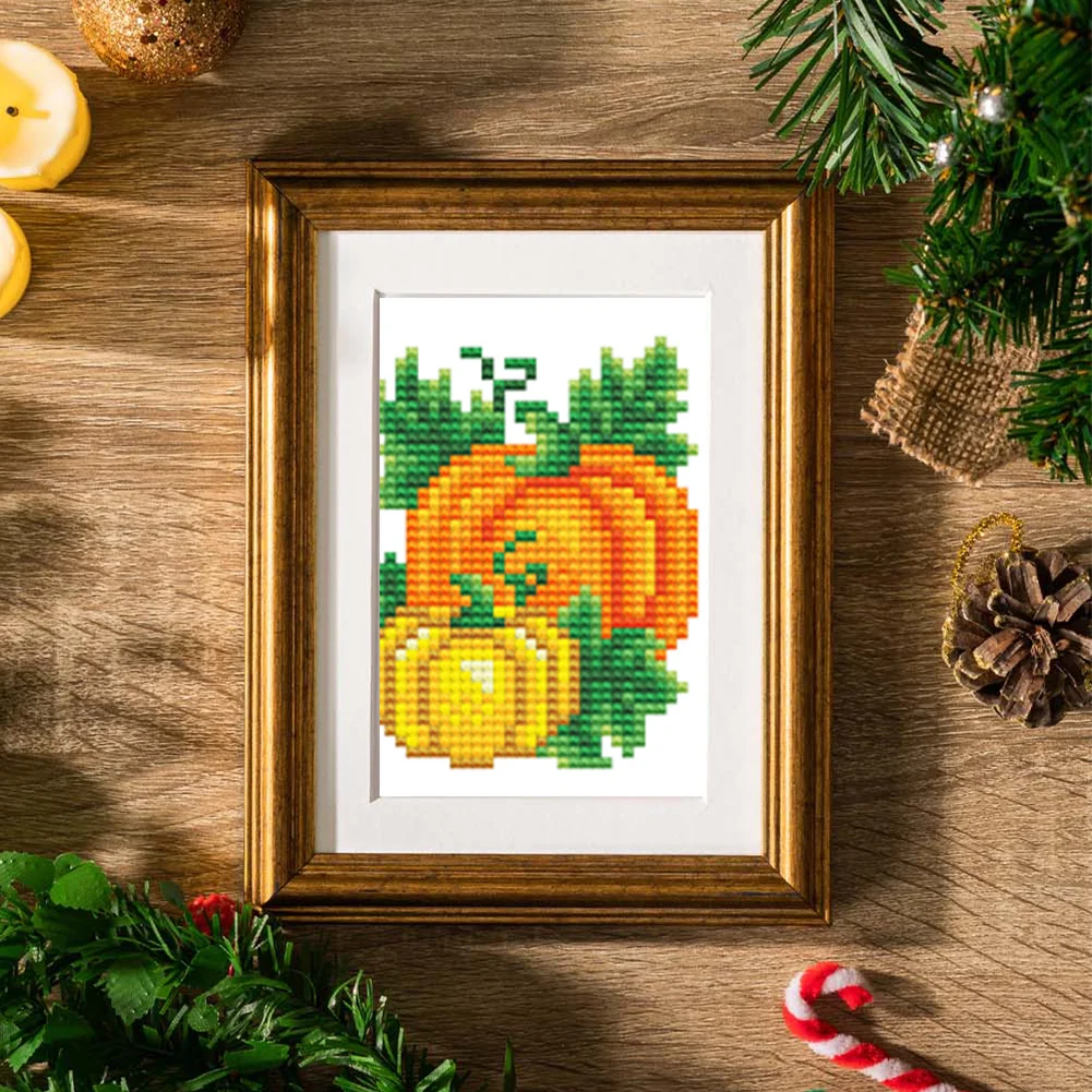 12pcs Autumn DIY Mini Round Diamond Painting for Desktop Decor No Frame(14*19cm)