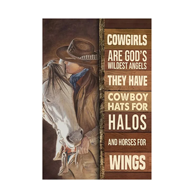Western cowgirl - enseigne vintage en étain - 7.9x11.8 & 11.8x15.7inch