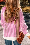 Women's Striped Textured Knit Casual Loose Sweater
