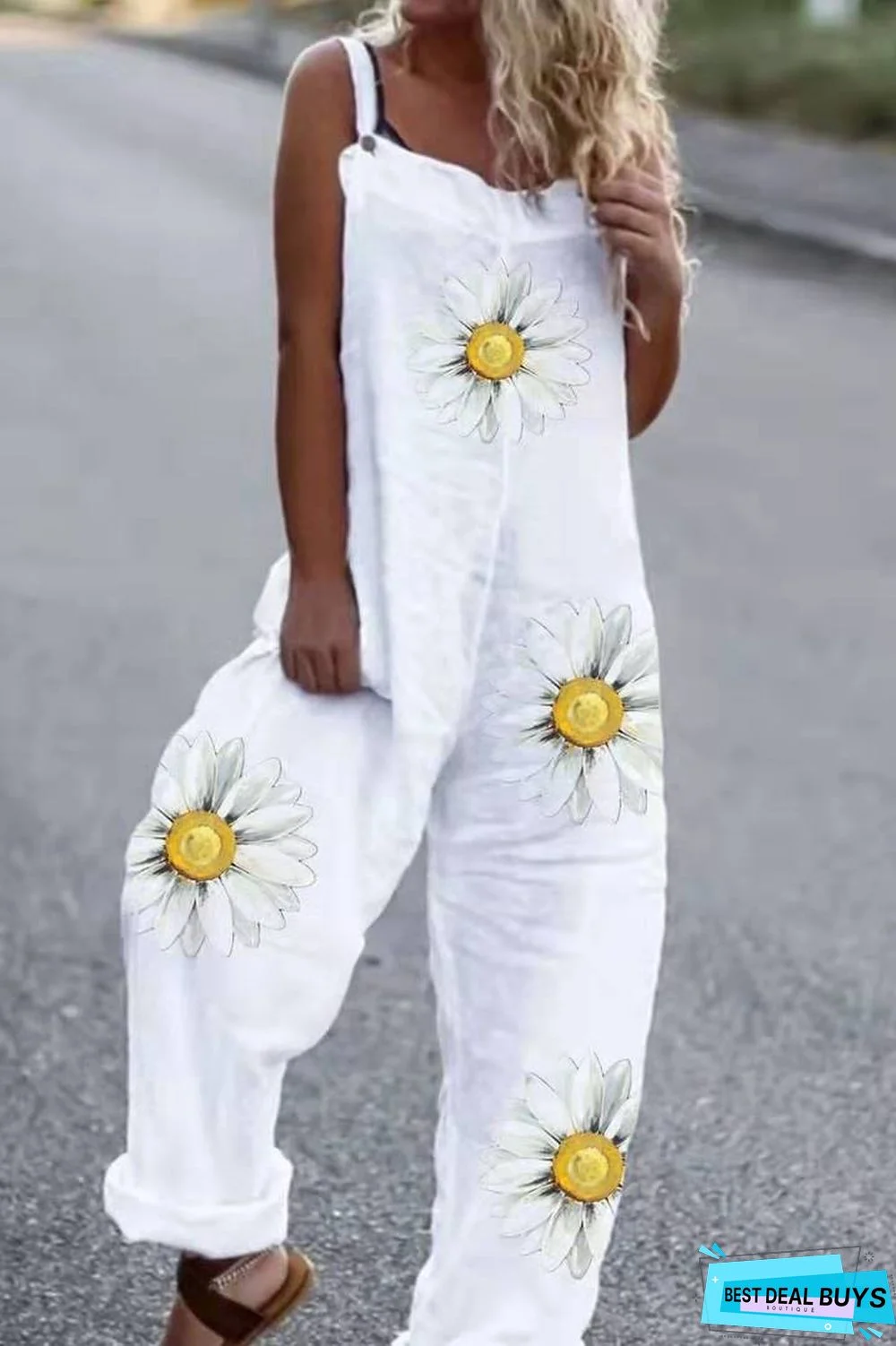 Casual Floral Printed Jumpsuit Overalls Jumpsuit & Romper