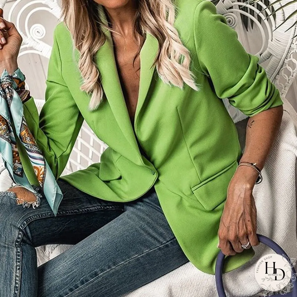 Autumn Spring Lapel Single Button High Street Tops Fashion Casual Long Sleeve OfficeSuit