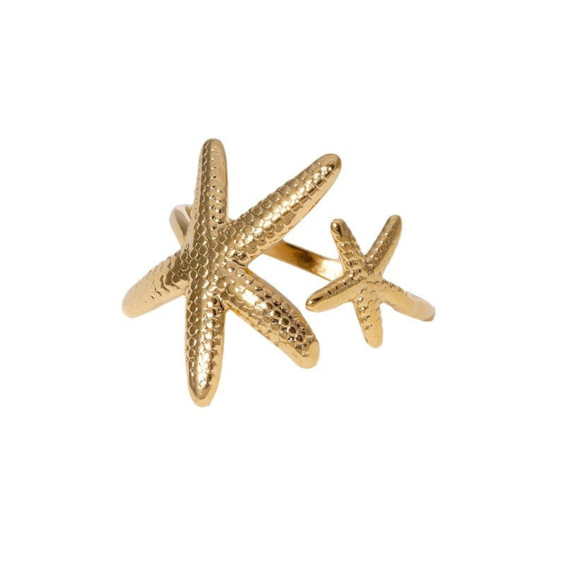 Expressive Starfish Animal Chinese Zodiac Stainless Steel Electroplating Rings