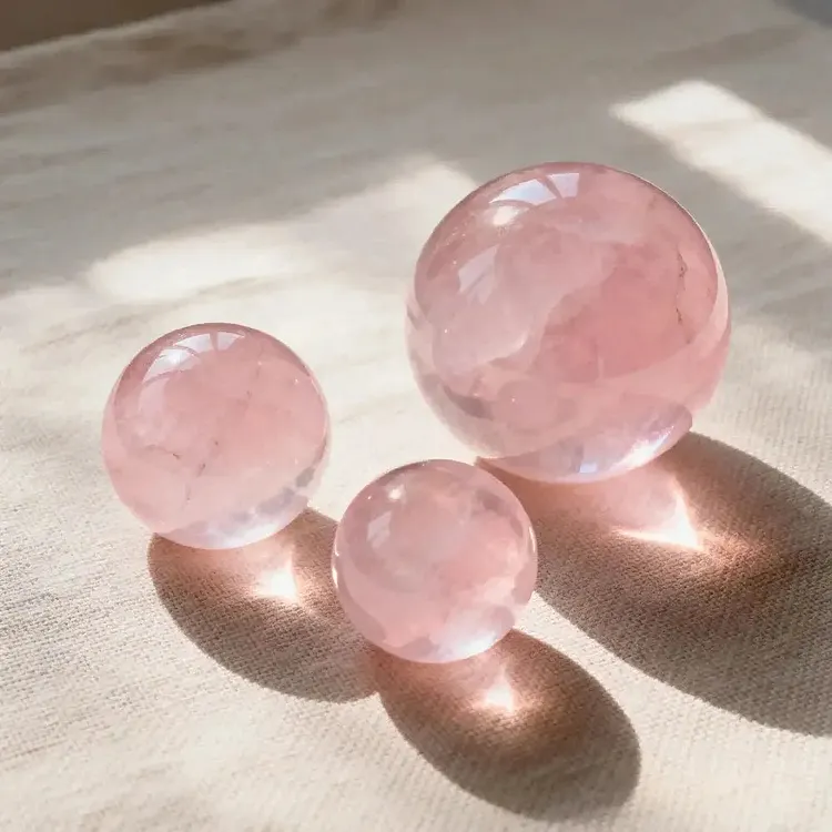 Natural Rose Quartz Sphere AAA | Heart Chakra Meditation Decor