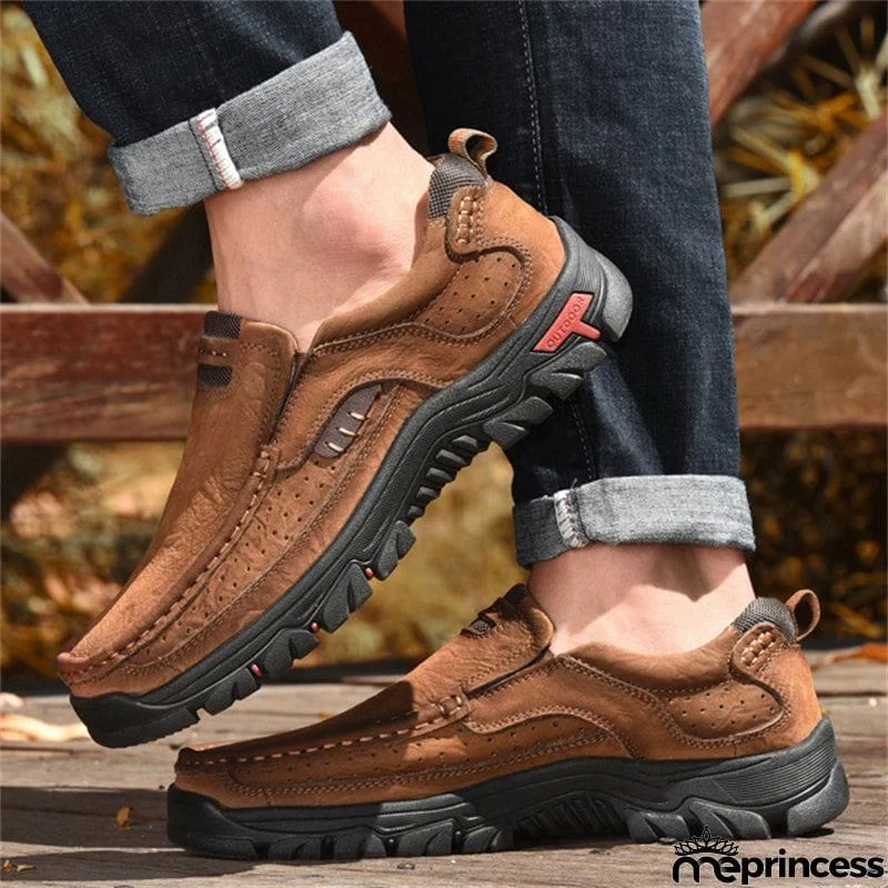 Outdoor Climbing Non-Slip Breathable Soft Rubber Men Leather Shoes