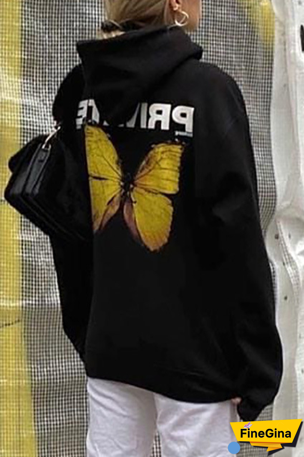 Back Butterfly Print Hooded Sweatshirt