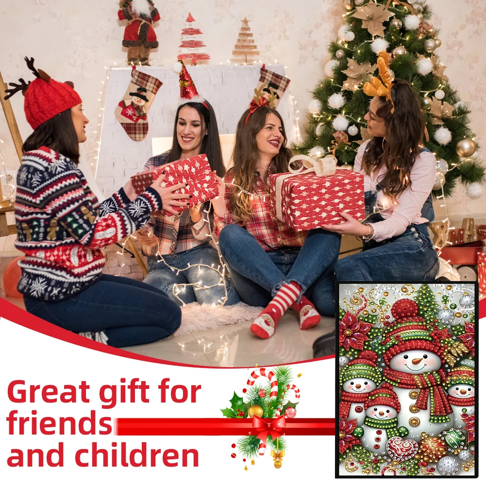 50-Page A5 Snowman Diamond Painting Notebook for Adult Holiday Birthday Gift