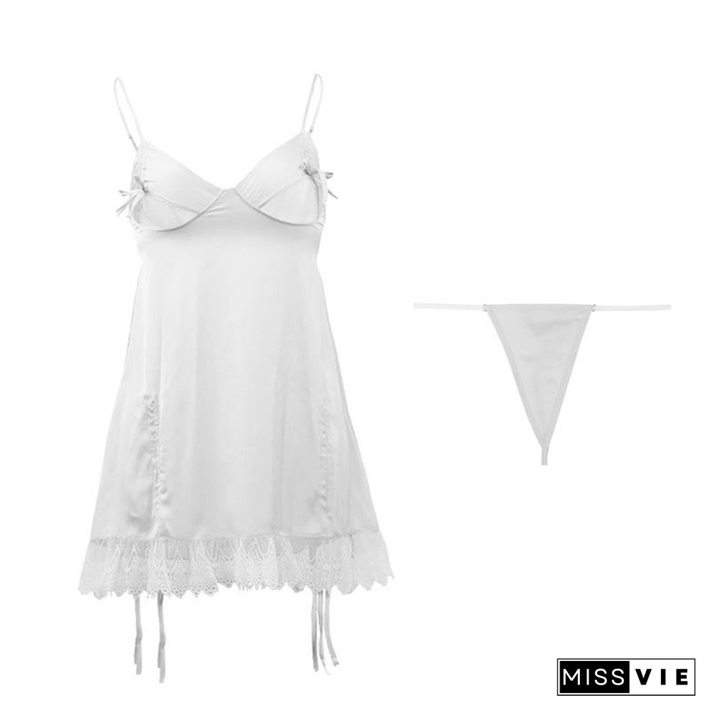 Lace Drawstring Sexy Slip Nightdress