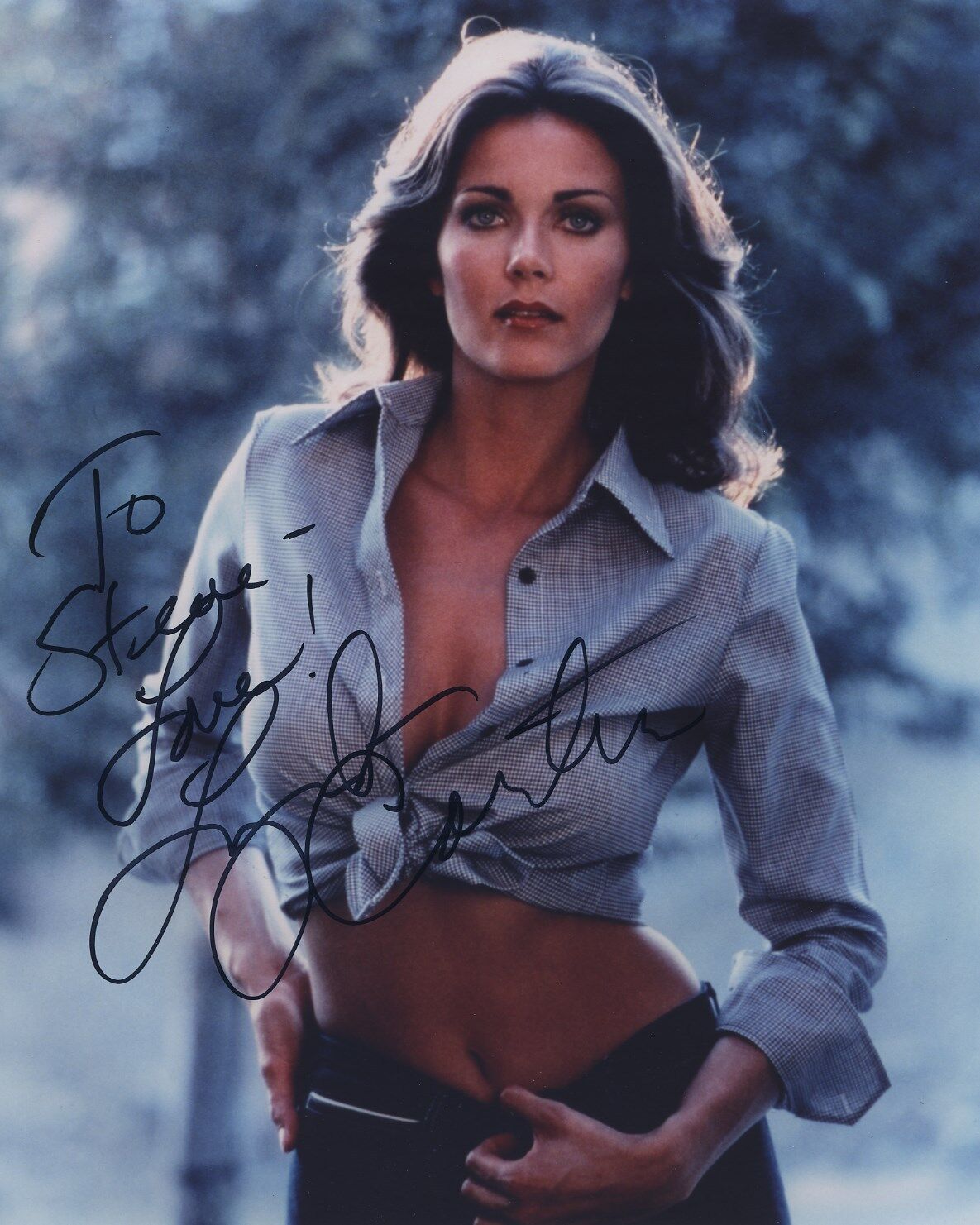 LYNDA CARTER SIGNED AUTOGRAPHED WONDERWOMAN COLOR Photo Poster painting WOW!! TO STEVE!