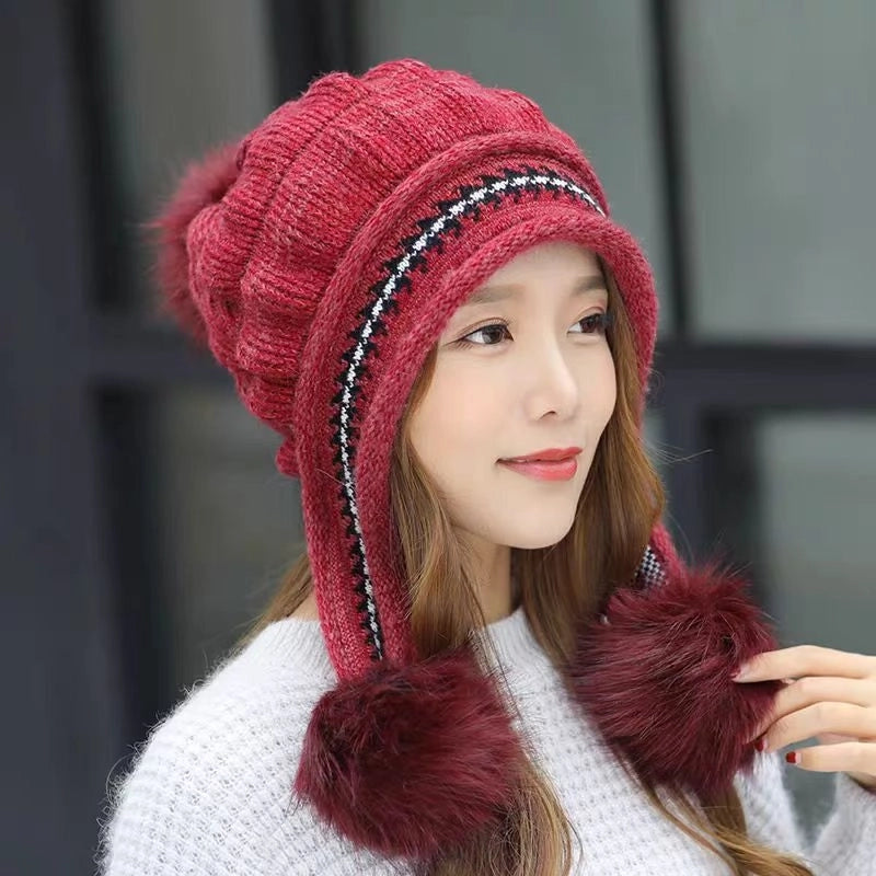 Women’s Sweet Minimalist Color Block Eaveless Wool Cap