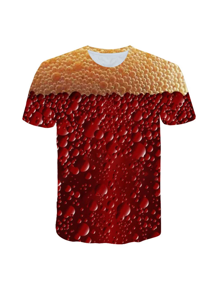 Men's T Shirt Patterned Beer Round Neck Short Sleeve Orange Daily Print Tops Streetwear Funny T Shirts | 168DEAL