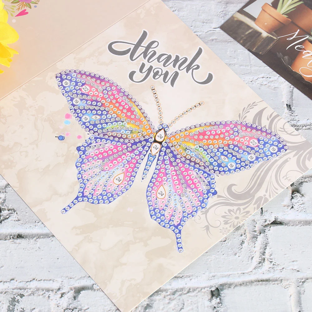 12pcs Diamond Painting Greeting Card - Rhinestone - Embroidery for Birthday【With White Envelope】