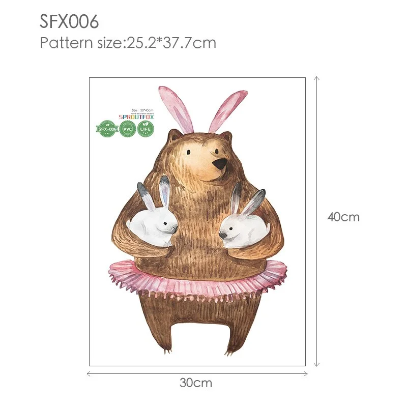 30*40cm Wall Stickers Home Decor Living Room Two Cute Rabbits Removable Home Living Room Decoration Mural Bunny Stickers
