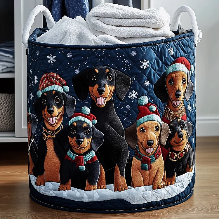 Festive Dachshund Quilted Laundry Basket GFTONT4515