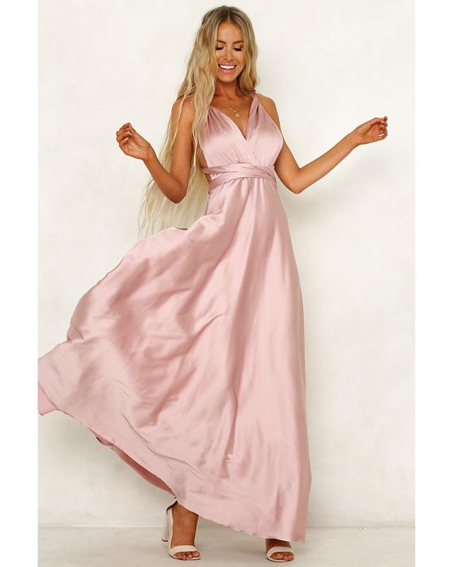 Women's Sheath Dress Maxi Long Dress Blushing Pink Green Sleeveless Solid Color Backless Summer V Neck Hot Sexy Party