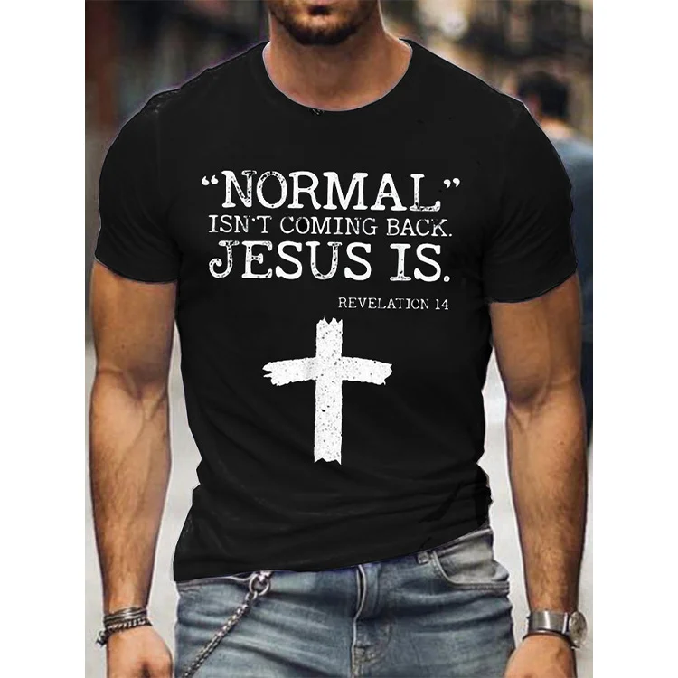 Cross Print Men's Casual Short-sleeved T-shirts at Hiphopee