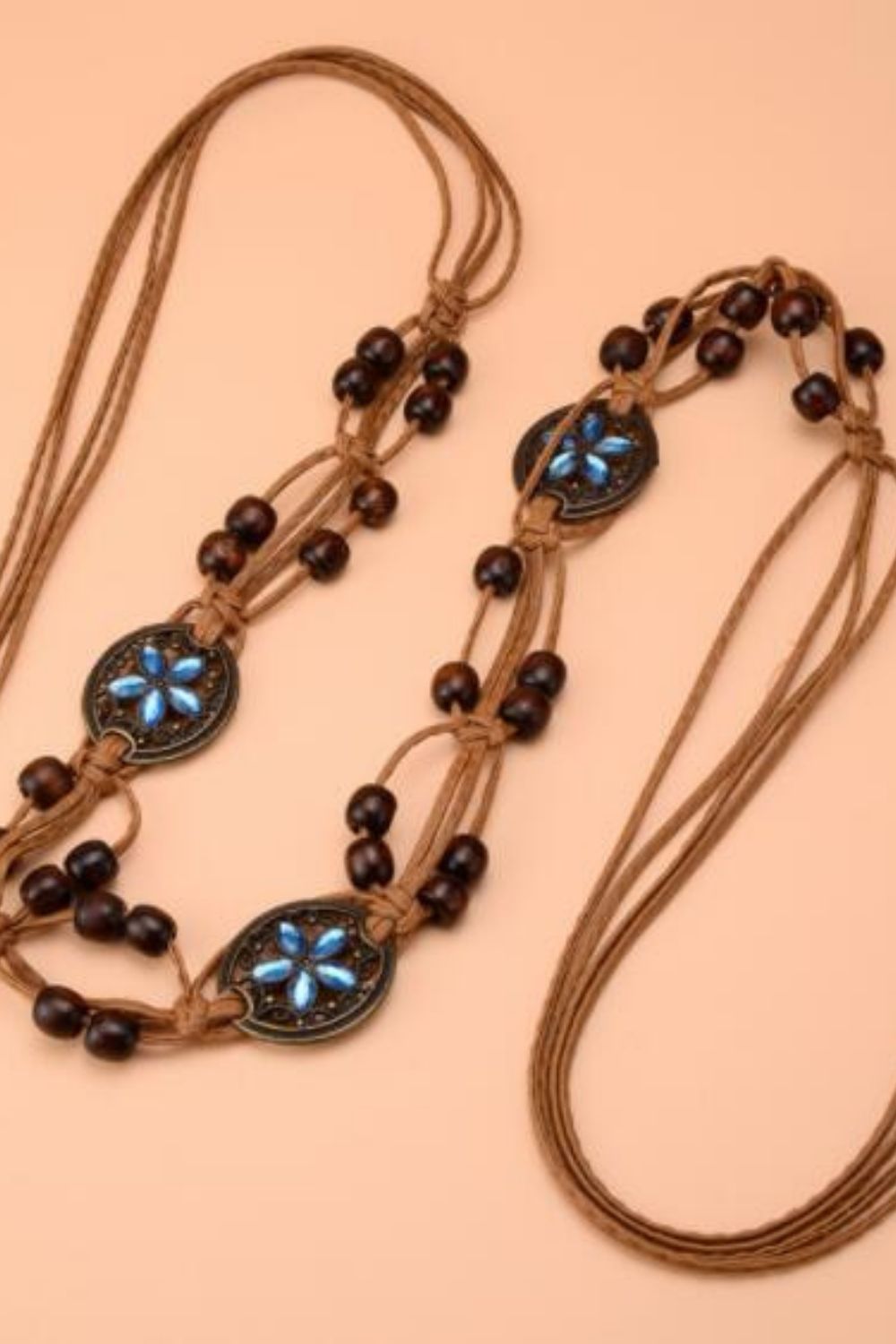 Women's Vintage Bohemian Wax Beads Retro Ethnic Style Turquoise Elastic Adjustable Belt Dance Waist Chain