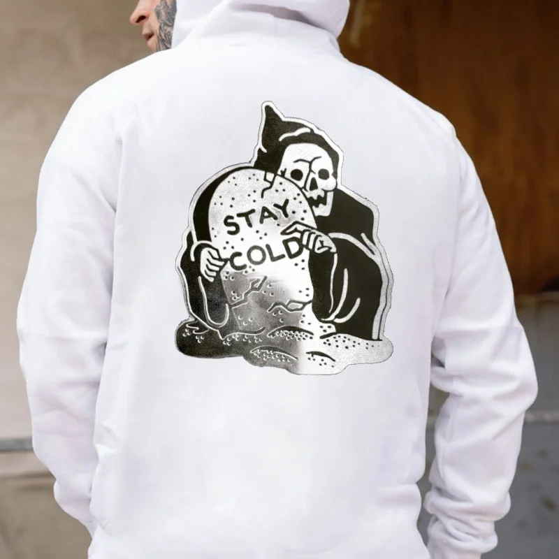 Grim Reaper Stay Cold Print Casual Hoodie - Krazyskull