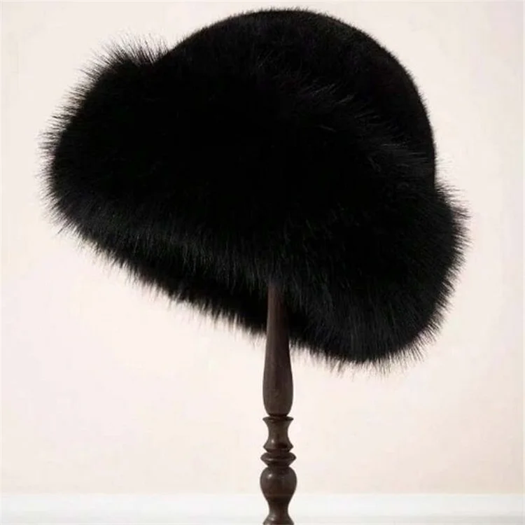 Vintage Basic Cozy Fur Trim Knit Hat