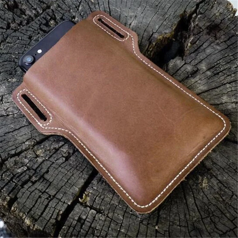 Men Cellphone Loop Holster Case Belt Waist Bag Props Leather Purse Phone Wallet