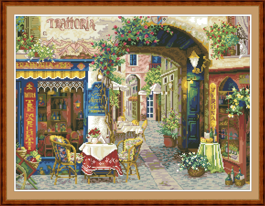 Coffee Shop 11CT Pre-stamped Canvas(70*54cm) Silk Cross Stitch