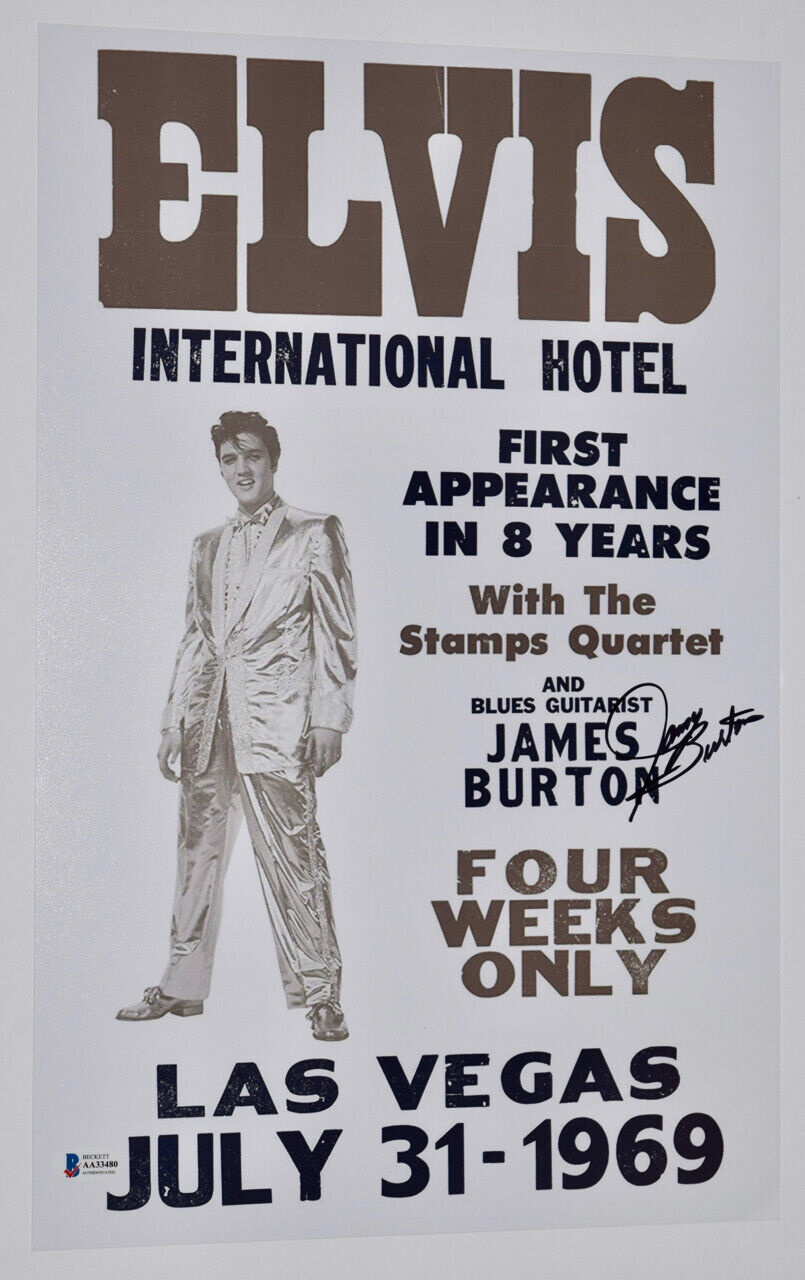 James Burton Signed 11x17 Photo Poster painting Poster Elvis Presley Las Vegas Beckett BAS COA