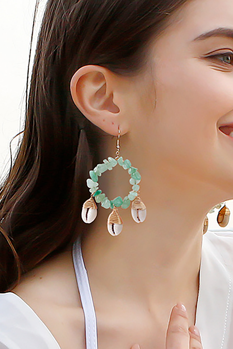 Handmade Boho Style Conch Hoop Earrings