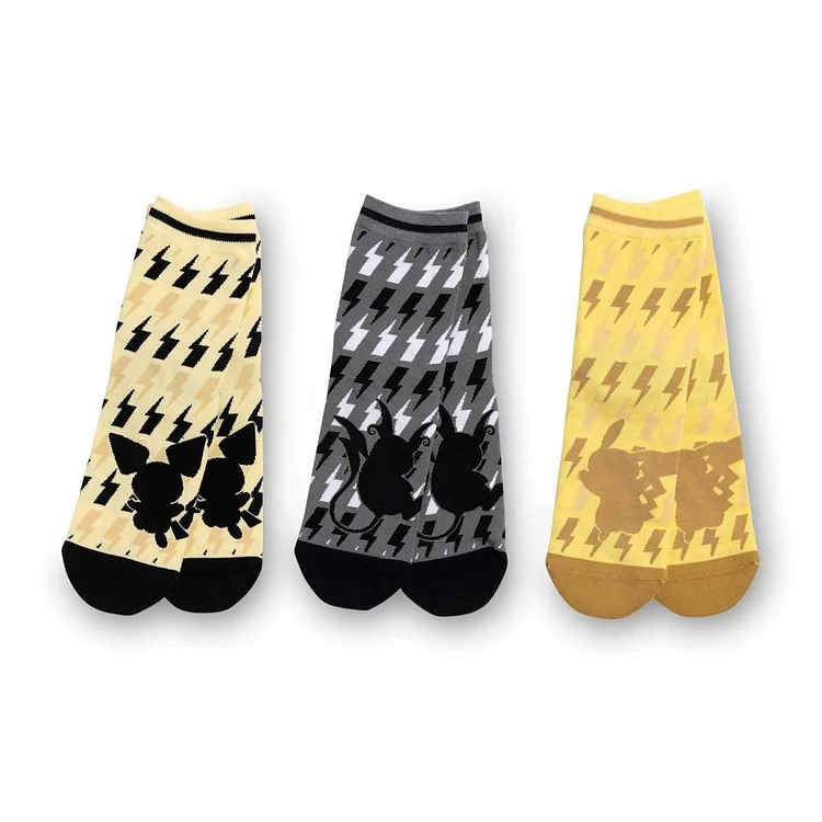 Pichu, Pikachu & Raichu Ankle Socks (3 Pairs) (One Size-Adult)