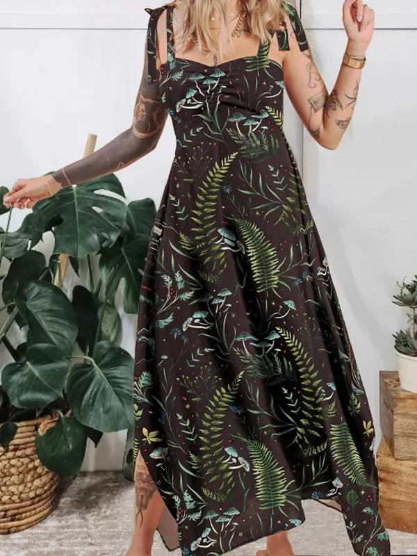 Black Forest Print Maxi Dress